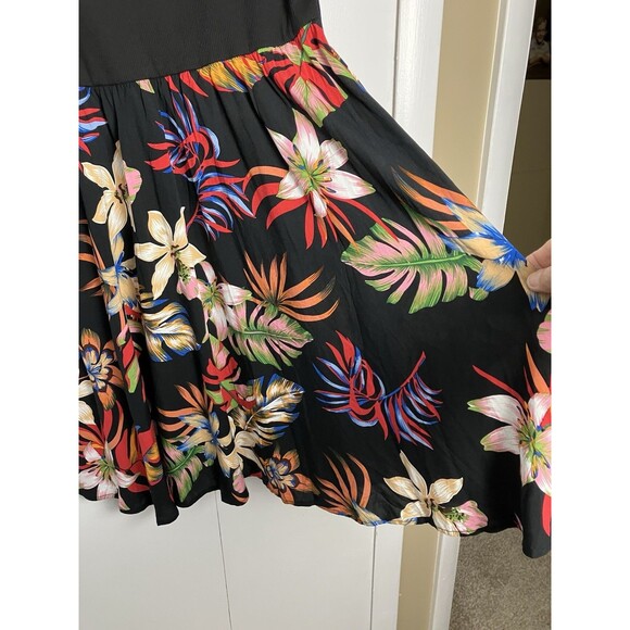 Shein Cute Tropical Sleeveless Short  Dress Black Floral Size Medium - Picture 6 of 7